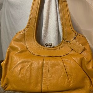 Coach Leather Mustard Yellow Purse 17x14